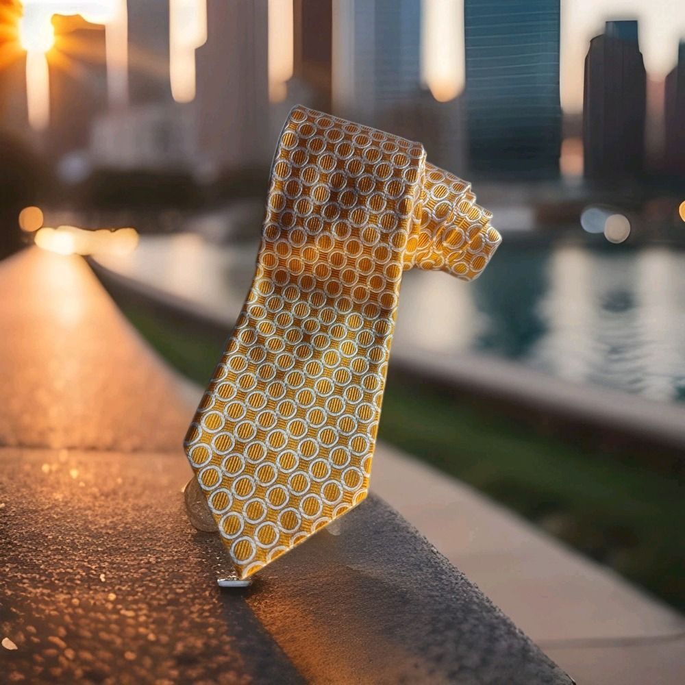 Robert Talbott‎ Nordstrom Silk Tie Geometric Circles Yellow Mens Fashion